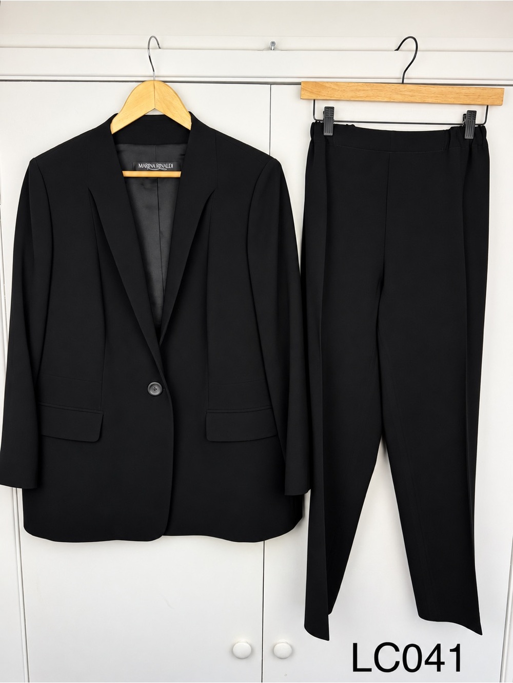 Marina Rinaldi Black 2 Piece Pantsuit Blazer Trousers Size 25 US 16W